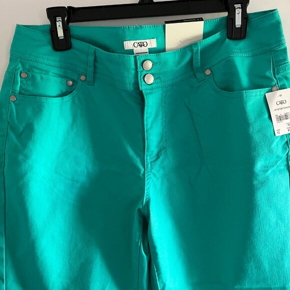 Cato New with Tags Women Size 12 Blue Green Jean Capri Pants. - Picture 2 of 9